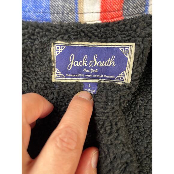 Jack South Jacket Mens Large Flannel Shirt Plaid Fleece Lining Shacket New York - Picture 3 of 13